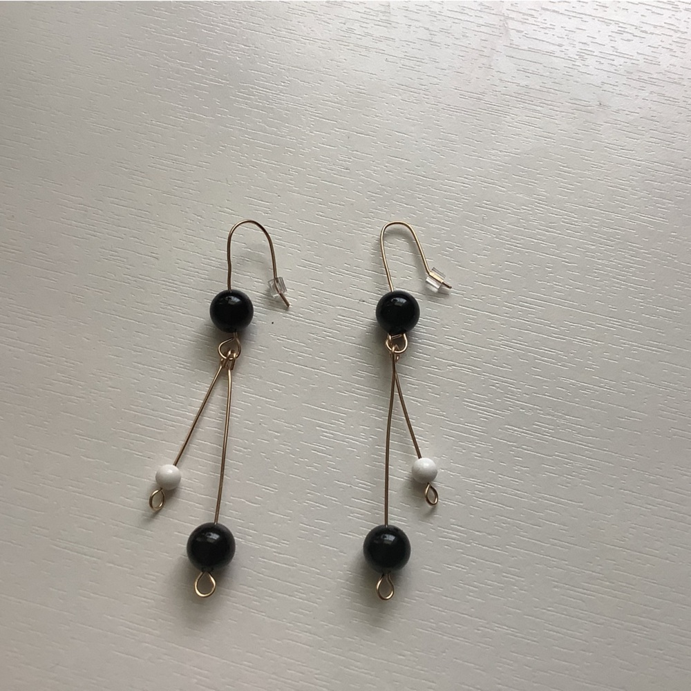 Dangling Earrings with Semi-Precious Beads